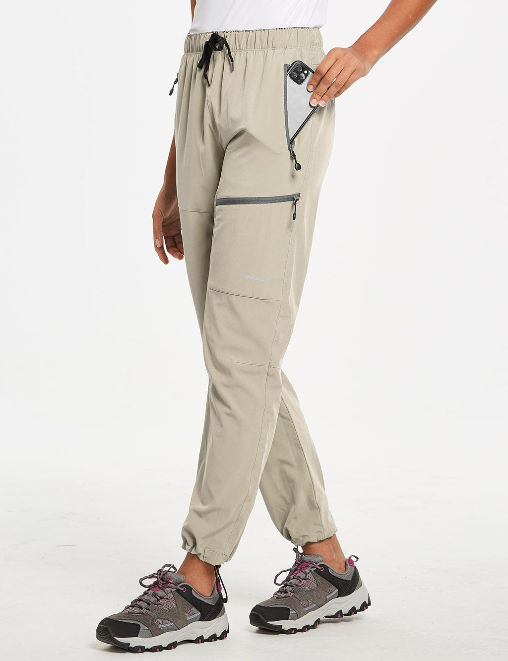 baleaf Cargo Pants for Women Petite Joggers Lightweight Quick Dry Pant Water Resistant 27'' Travel Workout Athletic Trip 27''-Suntan 3XL