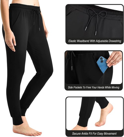 CADITEX Women's Joggers - Stretchy Active Sweatpants with Pockets for Travel & Workouts