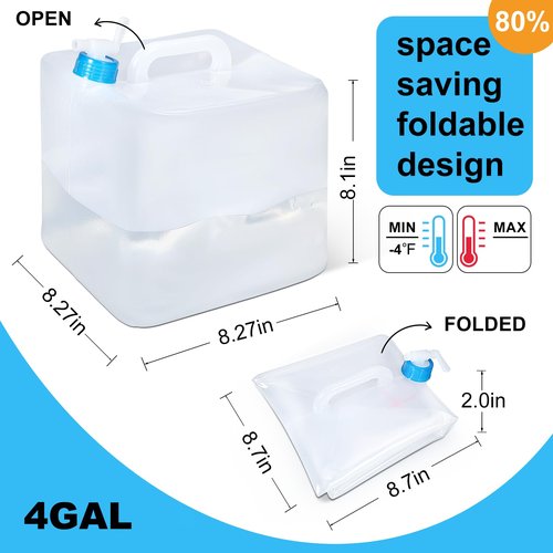 UMETASS 4 Gallon Water Storage Cube BPA Free Collapsible Water Container with Spigot, Camping Water Storage Carrier Jug for Outdoors Hiking Backpack Survival Kit, Foldable Portable Water Canteen