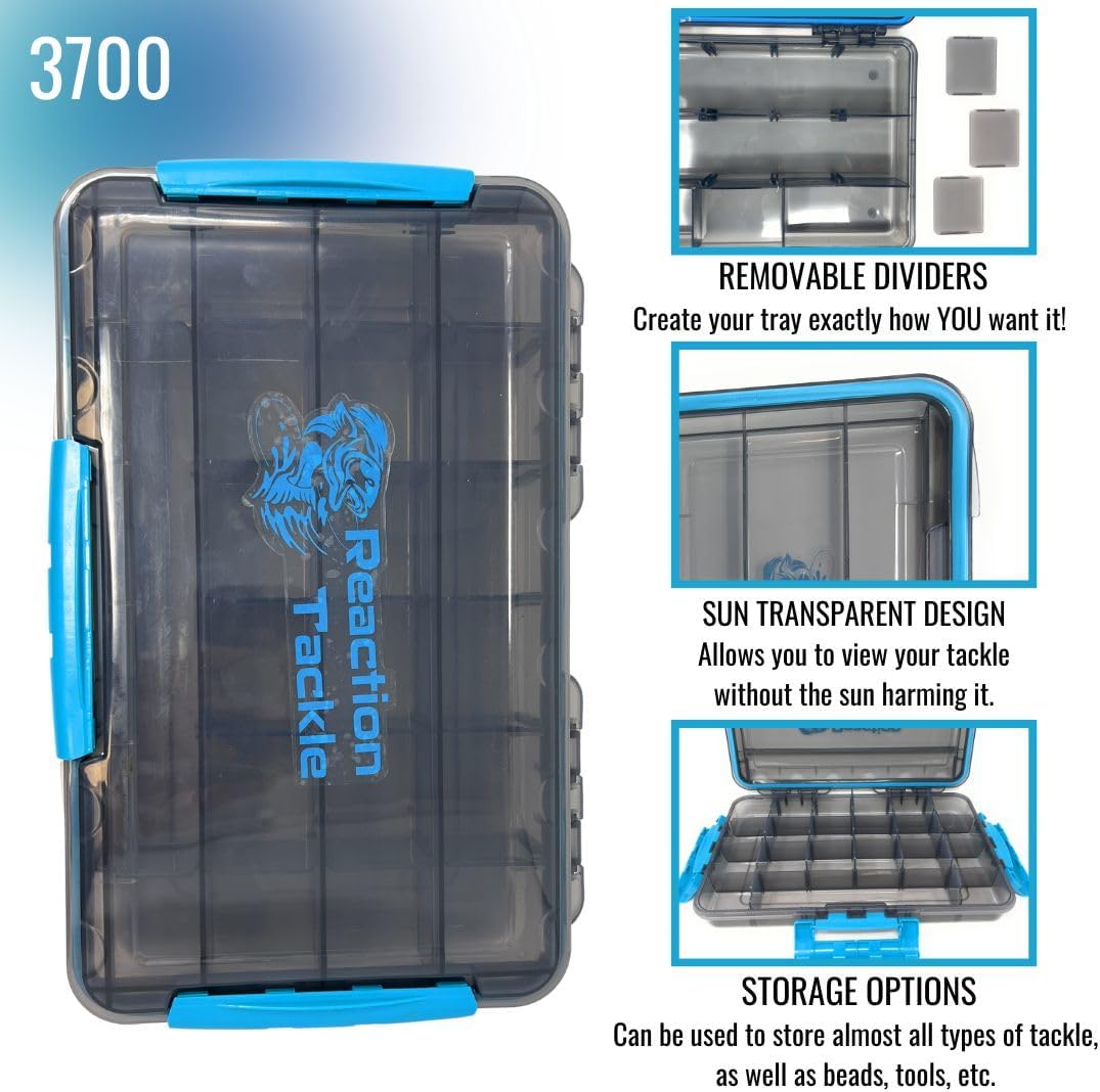 Reaction Tackle Ultimate Waterproof Tackle Box Trays - 3-Pack with Removable Dividers for Efficient Organization
