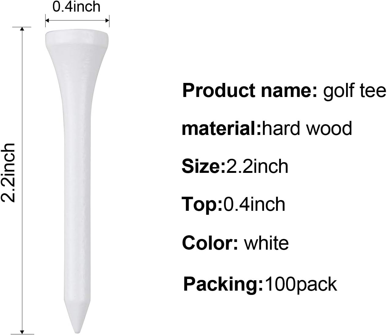 Crestgolf Deluxe Wood Golf Tees - Professional 2 1/8" Size | 100 Count for Optimal Performance