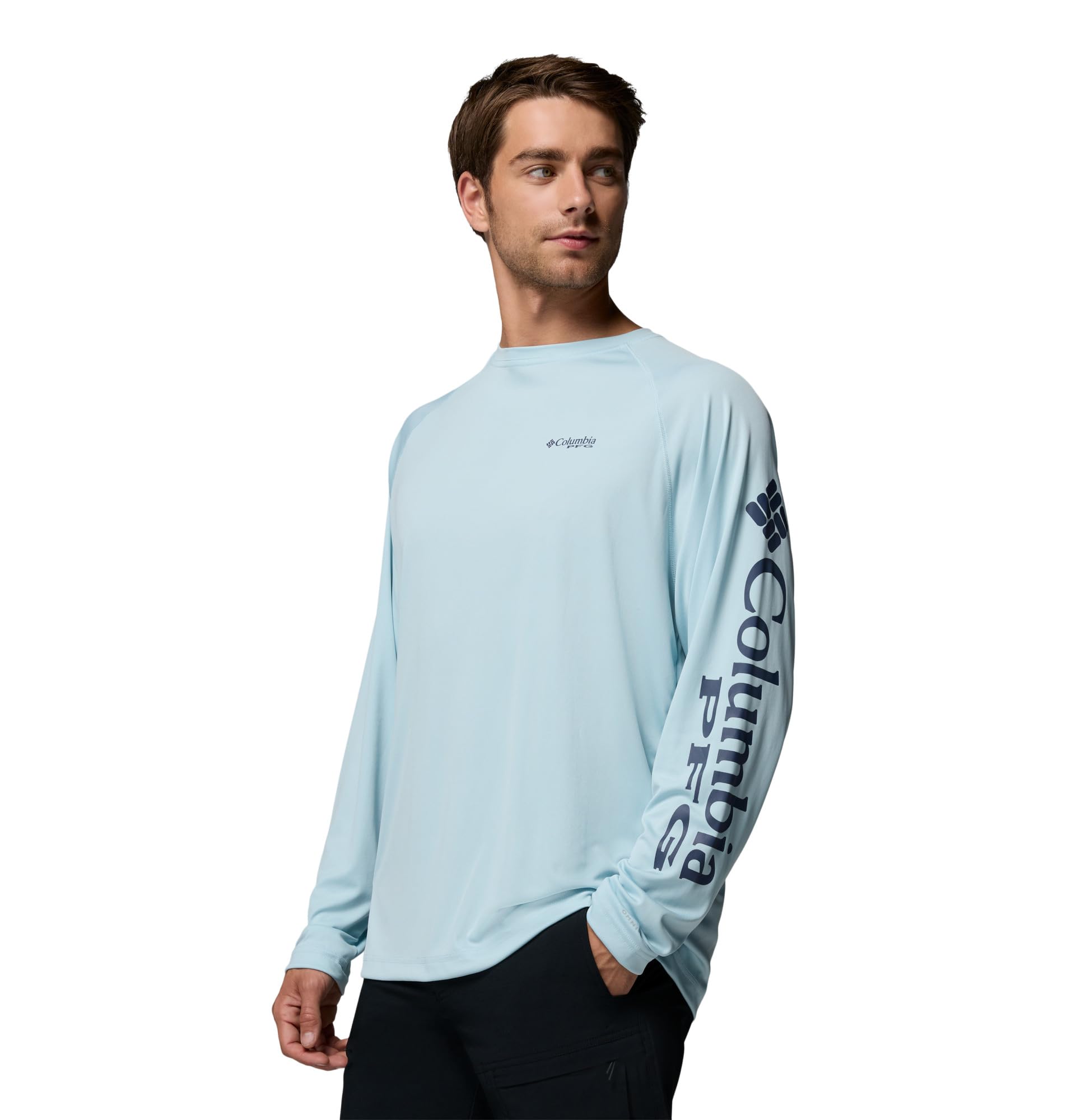 Columbia Men's PFG Terminal Tackle Long Sleeve Fishing Shirt, Marine Light/Nocturnal Logo, 5X