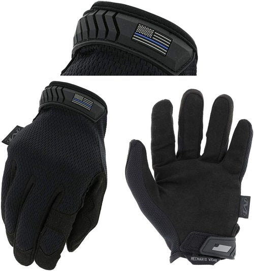 Mechanix Wear - Covert Tactical Gloves | Thin Blue Line Design, Large Size, Black Color