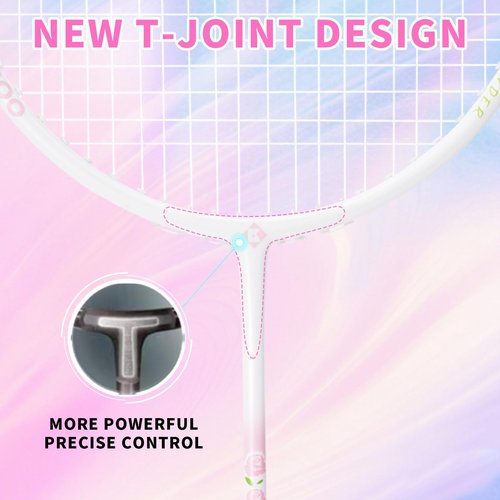 Badminton Racket Set with 2 Carbon Shaft Rackets, 3 Shuttlecocks, 2 Overgrips and 1 Racket Bag - 82g Lightweight 4U Badminton Racquets for 2 Players Outdoor Backyards Games Beginners Adults, RS-01