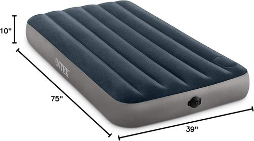 Intex Dura-Beam Twin Air Mattress - Fiber-Tech Design, 10in Height, 300lb Capacity, 2-Step Pump