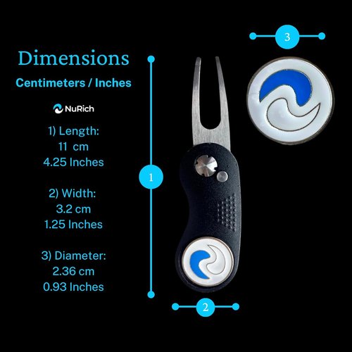 NuRich Golf Divot Repair Tool - All-Metal Design with Magnetic Ball Marker | Compact for Easy Carry
