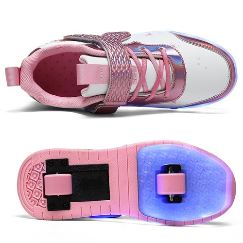 Nsasy Girls Boys Roller Shoes with LED Light Up Wheels Sneakers Kids Roller Skates Shoes for Kids for Children