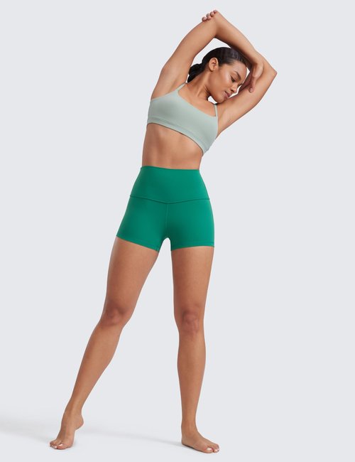 CRZ YOGA Butterluxe Biker Shorts 2.5"- High Waisted Yoga Workout Spandex Womens Running Volleyball Booty Cascadia Green Small