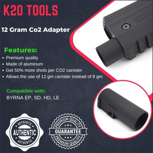 BYRNA 12 Gram CO2 Extender Adapter - Boost Performance for LE/SD/HD/EP Cartridges