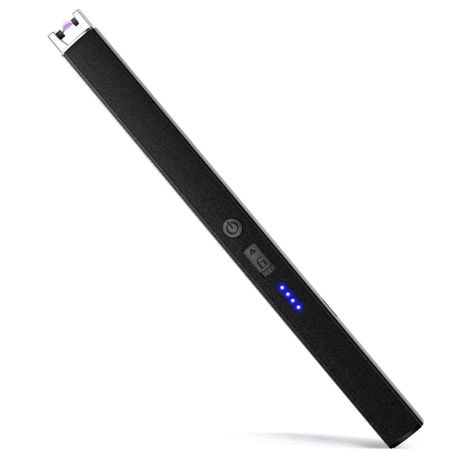 VEHHE Candle Lighter, Windproof Pulse Electric Lighter with Anti-False-Touch Lock and Led Display, Lighters for Candle BBQ Camping Festivals-Black