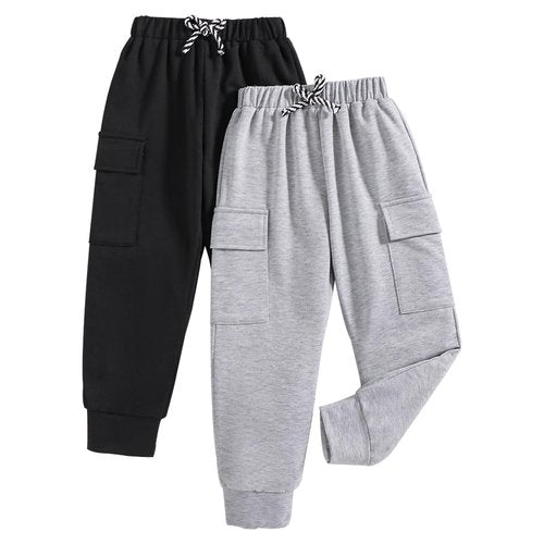 Nivne Tco Boys Casual Pants-Solid Color Soft Trousers Jogger Pants-Toddler Boys 2 Pack Sweatpants Set 7T