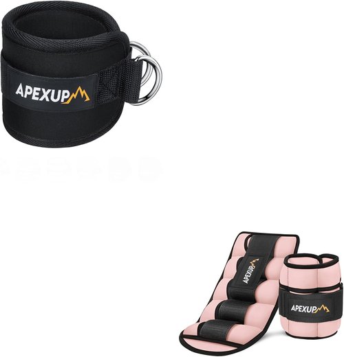 APEXUP Adjustable Ankle Weights - 10lbs/Pair with Ankle Strap for Cable Machine Training