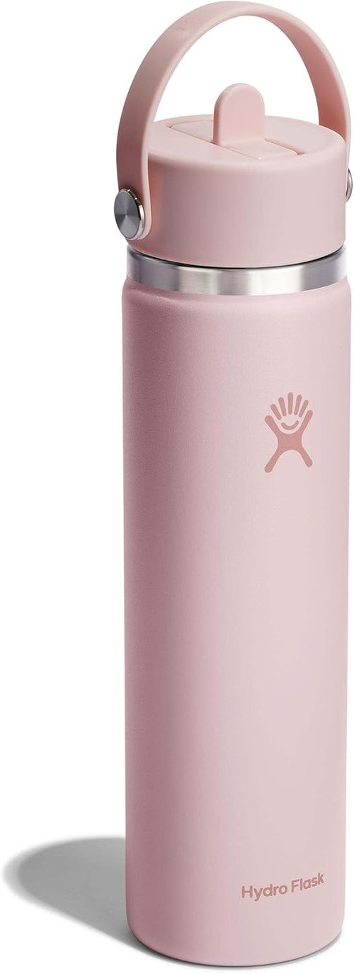 Hydro Flask Water Bottle - Insulated Stainless Steel - Wide Straw Lid, Non Spill, Leakproof in 24 Oz Trillium Pink