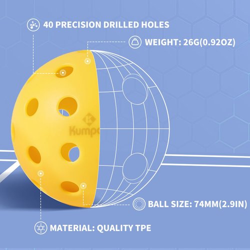 KUMPOO Pickleball Balls Outdoor, 3 Pack - 40 Holes Pickleballs Great Bounce for Pickleball Paddles, Outdoor Pickle Balls Durable for Adults Tournament Play, High Visibility Orange