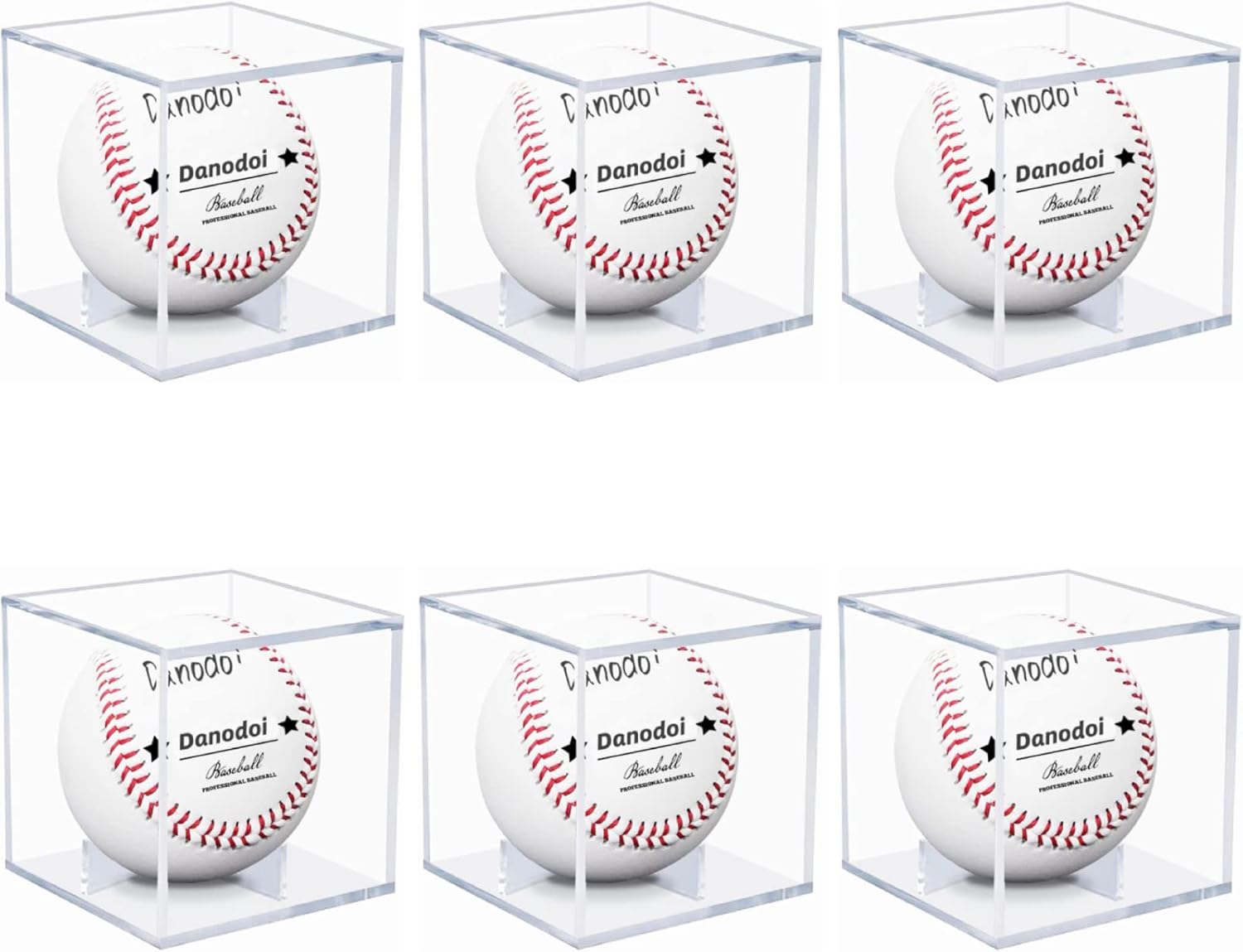 Skiennix Baseball Display Case - UV Protected Acrylic Holder for Memorabilia | 6 Pack Clear Cube Design