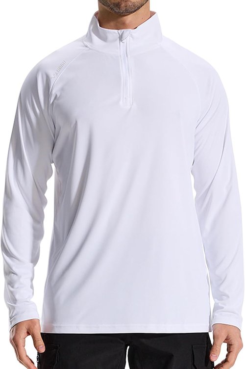 LOOGU Men's Quarter Zip Golf Pullover Long Sleeve 1/4 Zip Mock Neck UPF50+ Shirts Running Athletic Hiking Quick Dry Outdoor