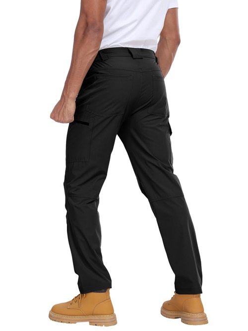 Mens Work Cargo Hiking Pants Waterproof Lightweight Stretch Flex Quick Dry Fishing Camping Travel Outdoor Pants Black 36