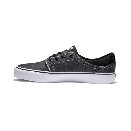 DC Men's Trase TX SE Skate Shoe, Black/White/White, 4.5
