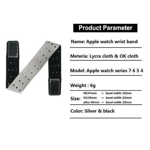 Euler Soft Breathable Elastic Sport Loop Armband/ankle band and Wrist Band(38/40/41mm,Silver)