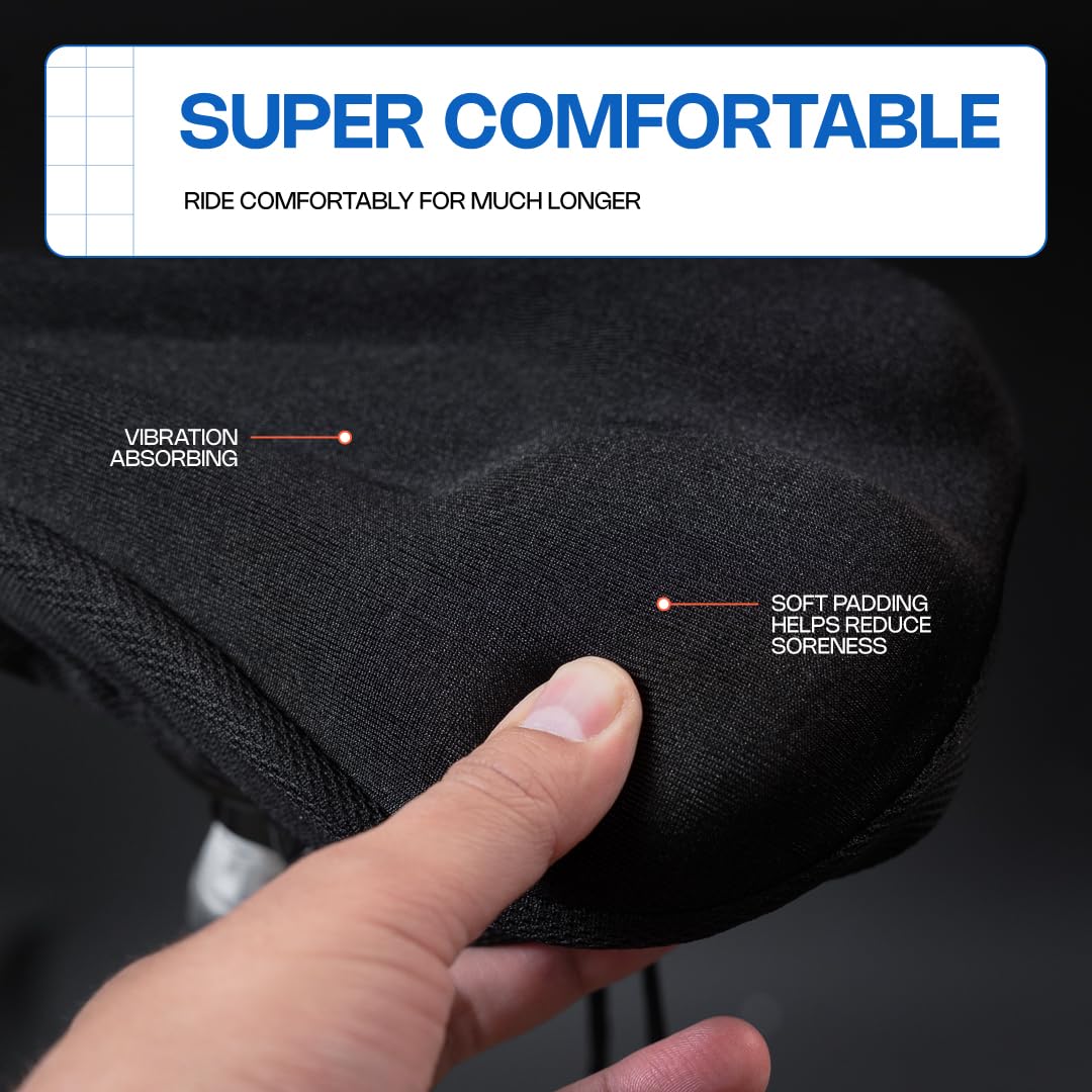 Revas Bike Seat Cushion Padded Shock-Absorbing Bicycle Seat Cover for Comfortable Long Rides | Universal Bike Seat Padding for Road, Mountain & Commuter Bikes