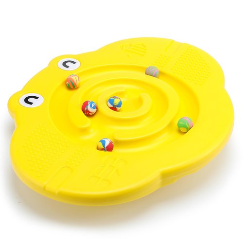 Seenelling Kids Maze Balance Board Plastic Wobble Rocker Balance Board with Mini Balls Load 170lb for Balancing Exercise Equipment Game Boys Girls Physical Therapy 18.5 x 14.57 Inch(Yellow,Cute)