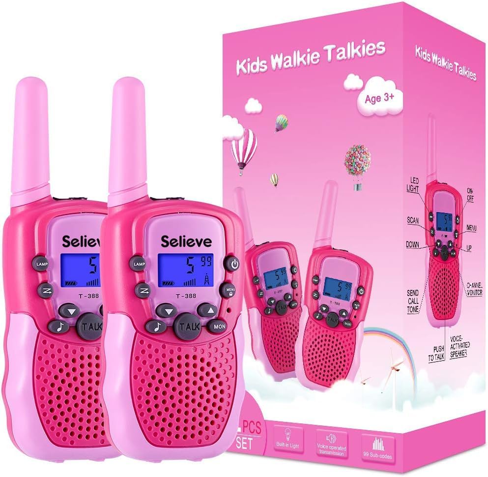 Selieve Walkie Talkies for Kids - 22 Channels, 2-Way Radio with Backlit LCD Flashlight | 3-Mile Range for Outdoor Adventures