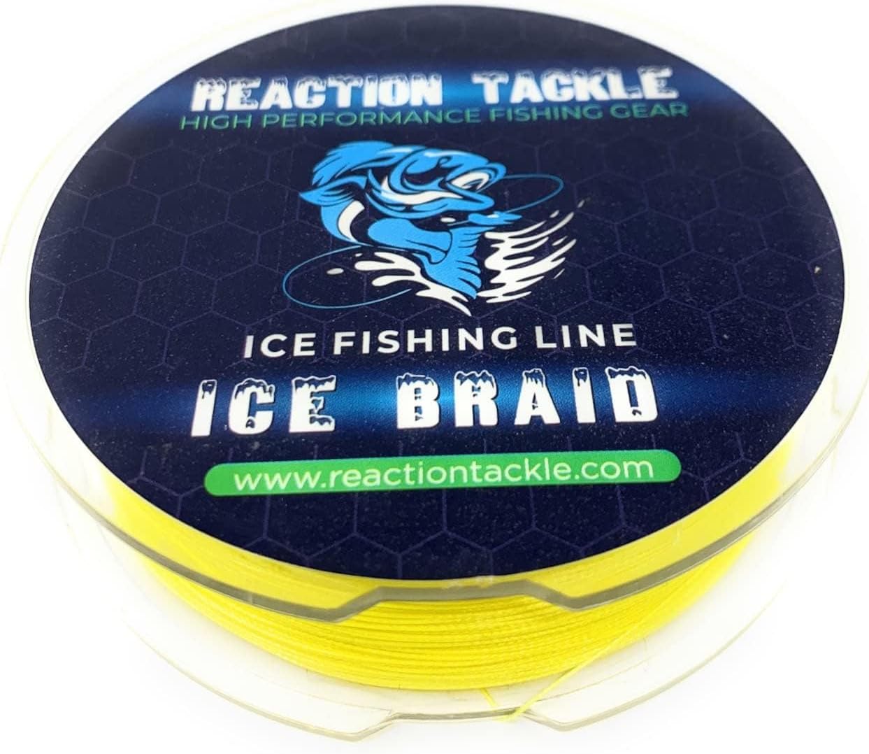 Reaction Tackle Braided Ice Fishing Line - 8 Strands, Zero Memory, 150 Yards of Super Strong Power