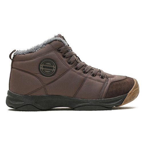 UPSOLO Mens Backpacking Boots Ankle Snow Booties Winter Trekking Hiker Anti-Slip Hiking Shoes Anti-Slip Fully Fur Casual Walking Lightweight Sneakers(6118 Brown 44)