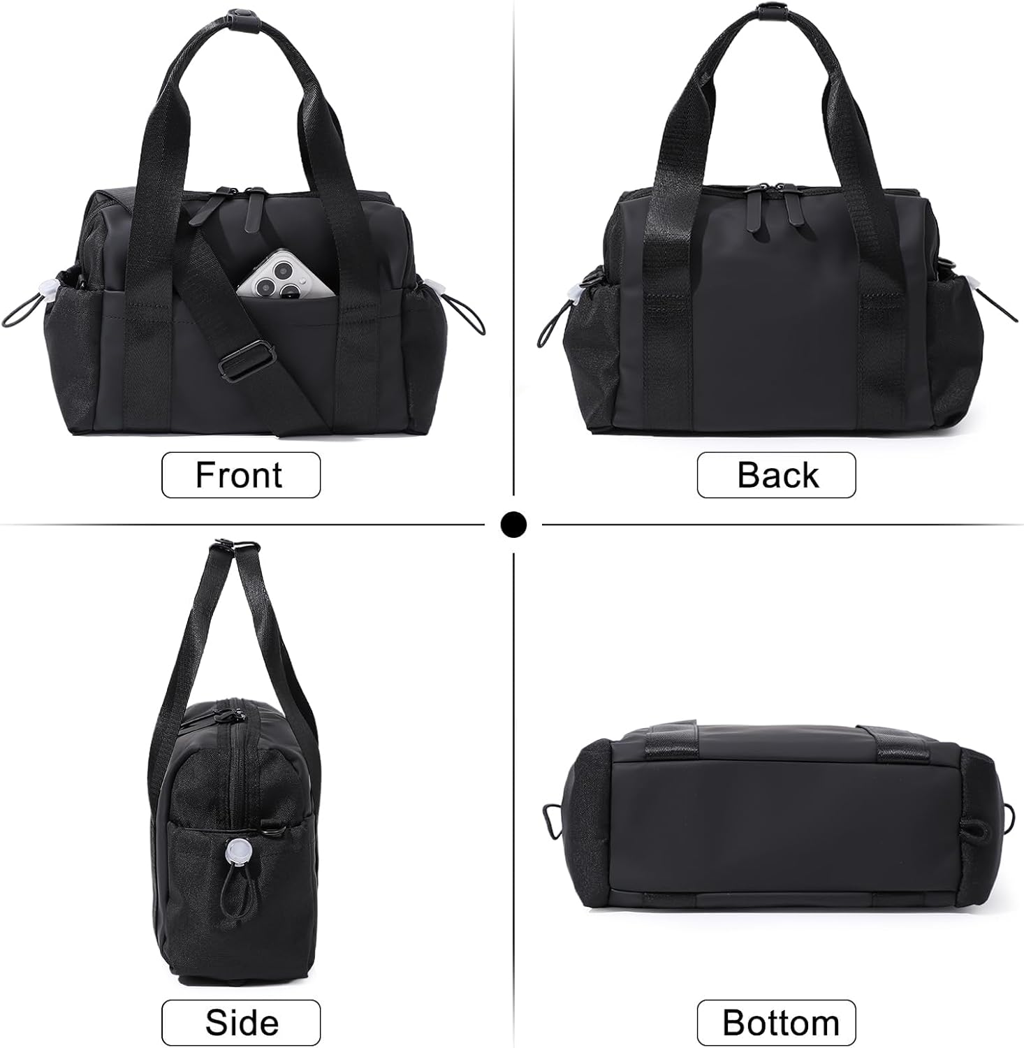 Skiennix Mini Gym Bag for Women - Stylish Crossbody Duffle with Wet Compartment | Black