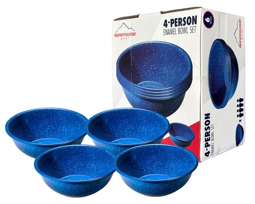 Enamelware for Camping and Backpacking - Enamel Cookware Gear Essentials for Camping and Backpacking (Made by Caddis Sports) (6 Inch Bowl (4 Pack))