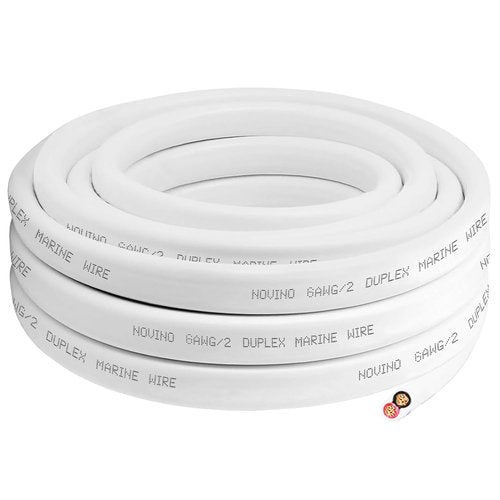 Marine Wire 6 AWG - Duplex Marine Grade Tinned Copper Electrical Cable | 100ft Red & Black for Boats, RVs, Trailers