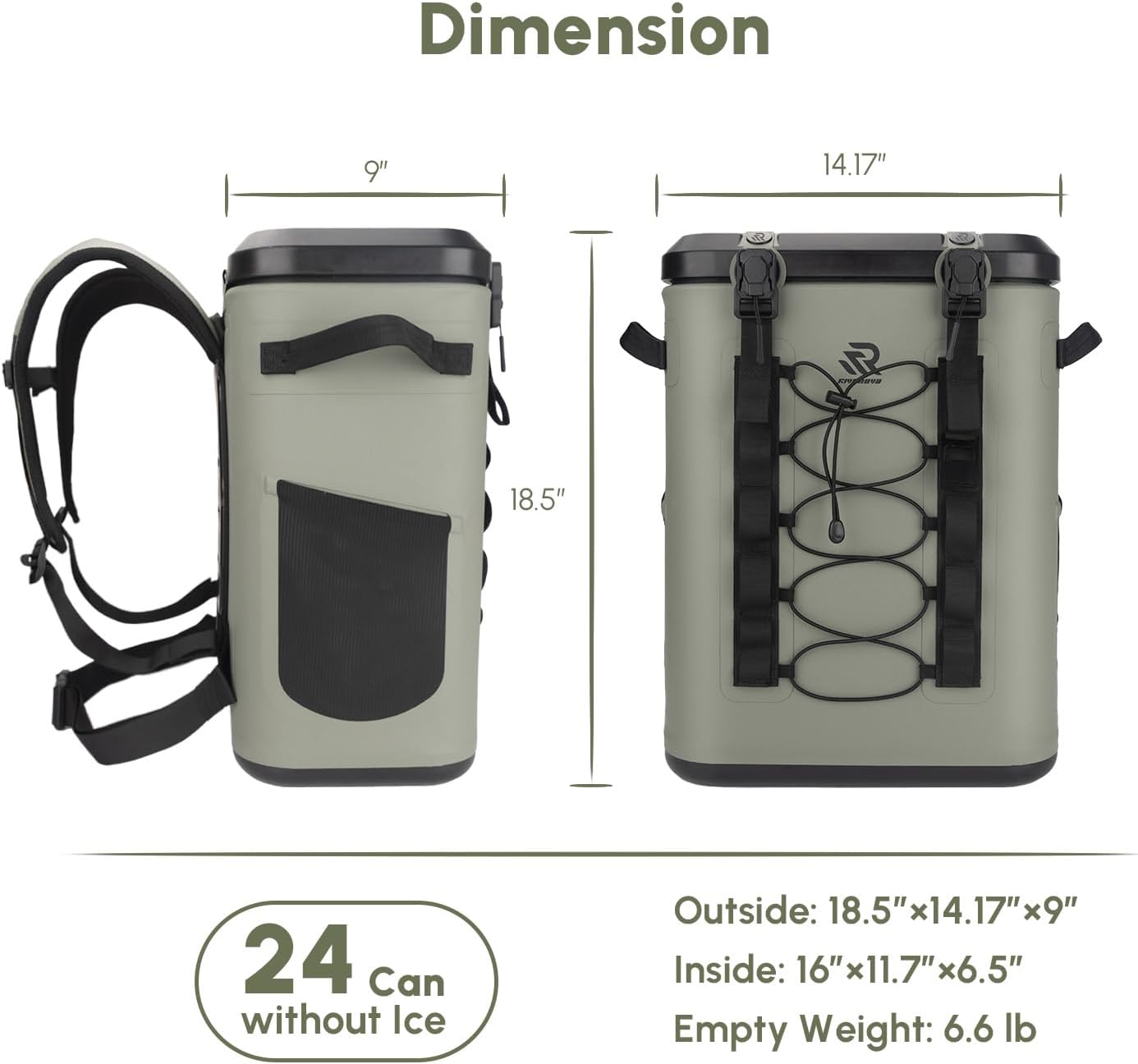 Zipperless Magnetic Cooler Backpack by [Brand Name] - 24 Can Insulated Soft Cooler | Leakproof & Durable for Kayaking, Camping, and Boating