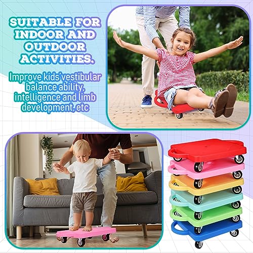 Jerify 6 Pcs Kids Scooter Boards with Handles - Light Color, 30x30cm, Indoor & Outdoor Play