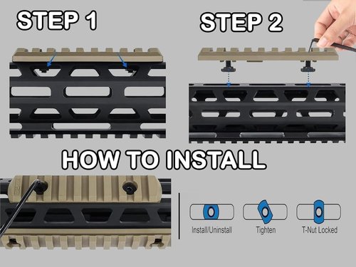 Gotical Combo - 2Pcs 5-Slot Compatible with MLOK Devices and Mount Kit-Push Button with Set of Screws and Allen Wrench (Combo of 2 - Rail & Attachment)