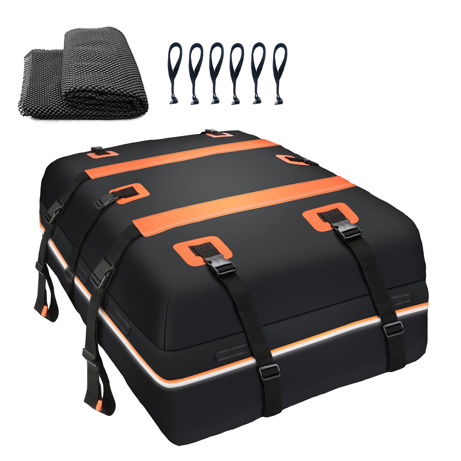 Rooftop Cargo Carrier Bag Waterproof 20 Cubic Car Roof Bag Cargo Carrier All Cars with/Without Rack Includes Anti-Slip Mat 10 Reinforced Straps 6 Door Hooks