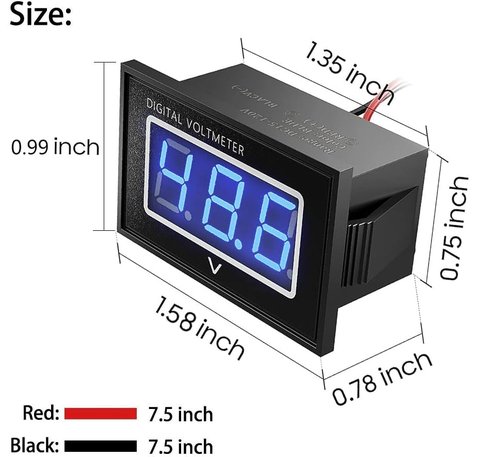 10L0L Golf Cart Voltage Meter,Waterproof Digital Voltmeter Battery Monitor Universal for 12V 24V 36V 48V 60V 72V EZGO Club Car Yamaha and Truck Boat ATV UTV (Voltage Display DC5-120V)