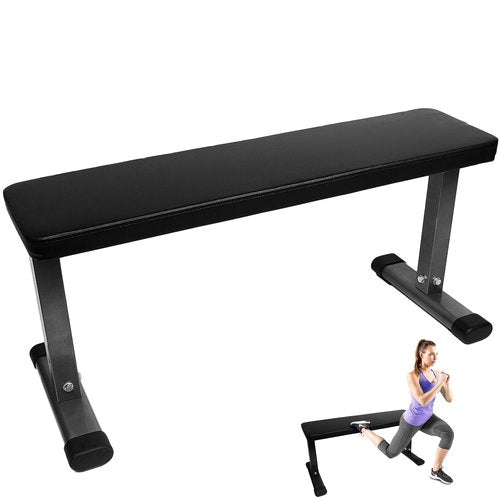 Fitvids Flat Weight Bench – Heavy Duty Flat Workout Bench for Home Gym Weight Training – nan – Gray/Black
