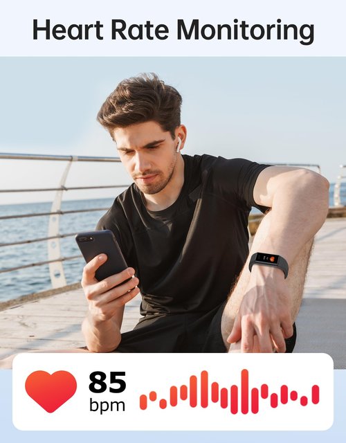 Fitness Tracker Watch, Activity Monitor with Heart Rate, Sleep Tracking, Calorie Counter, IP68 Waterproof, Pedometer
