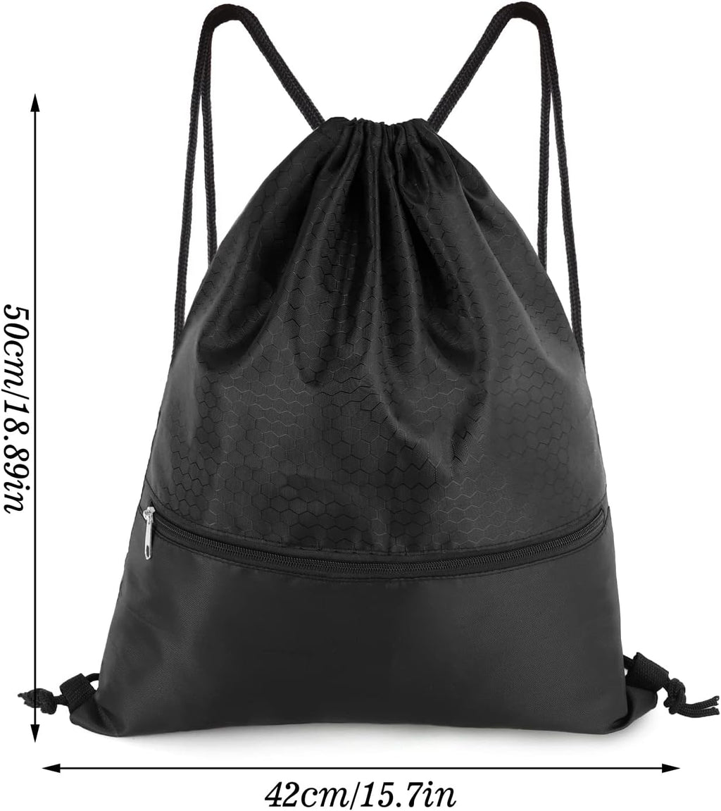 Skiennix Drawstring Backpack - Waterproof Gym Bag with Zip Pocket | Versatile for Men & Women