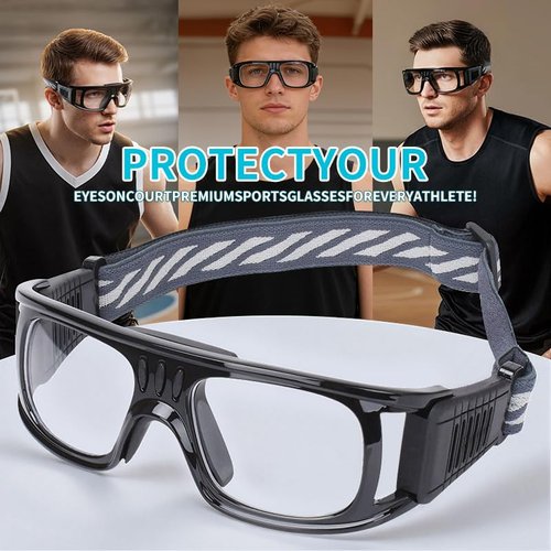 Professional Sports Goggles Glasses Men Women Racquetball Basketball Football Sport Eyewear Protective Glasses Anti-fog Shock Collision Lens Replaceable (Black Frame Black Pad) 8068