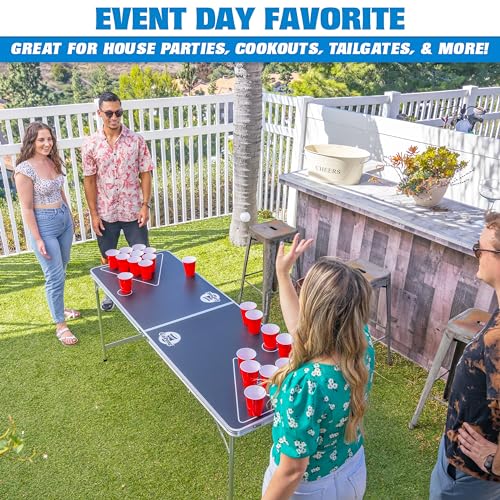 GoPong 6-Foot Portable Beer Pong & Flip Cup Table - Indoor & Outdoor Game Table
