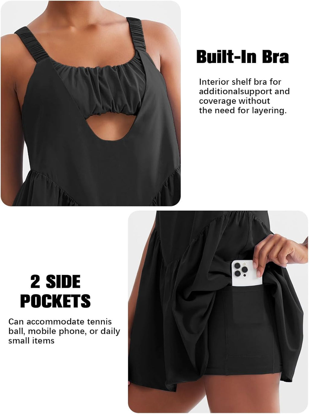 Sexyasasii Tennis Dress for Women - Built-In Shorts & Bra, Casual Backless Design with Pockets | Athletic Golf Dress