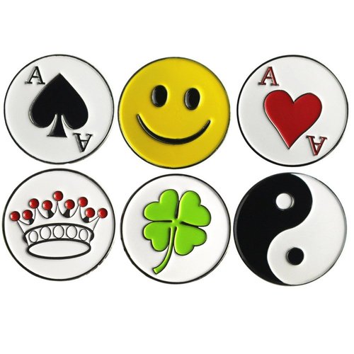 PINMEI Lot of 10 Different Golf Ball Markers, Special Unique, Dia 24.4MM, Soft Enamel Technique