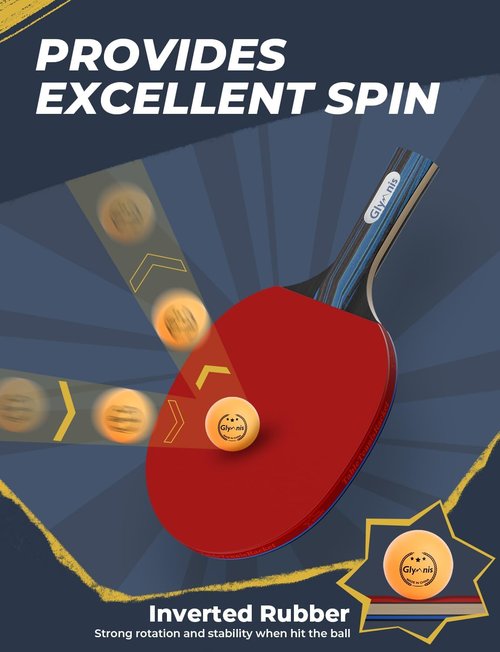 Glymnis Ping Pong Paddles Set - Premium Table Tennis Rackets with Balls & Storage Case | Indoor/Outdoor Use