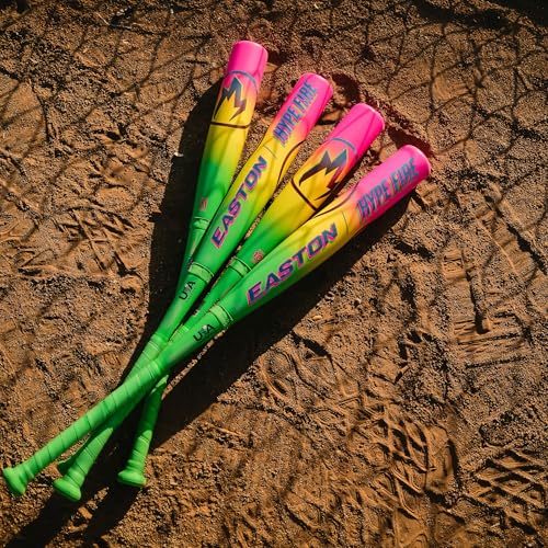 Easton Hype Fire USA Baseball Bat 2026 29in -10, Green/Yellow/Pink, Composite 2pc