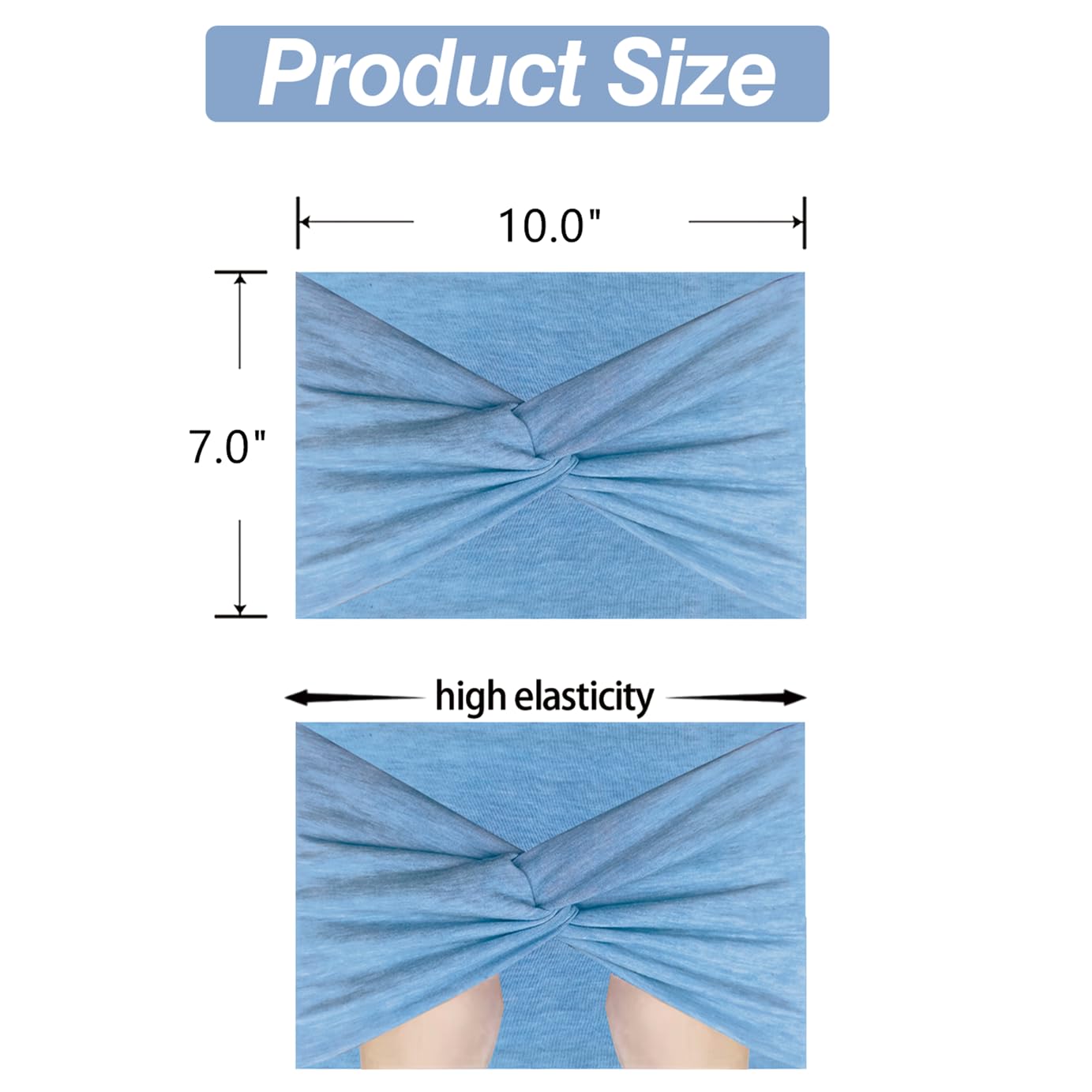 Skiennix Extra Wide Headbands for Women - 7'' Cotton Turban Knotted Bandana | Non-Slip Boho Style