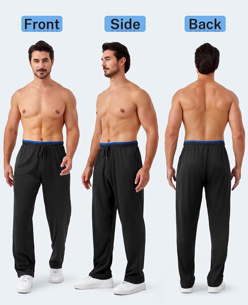 Mens Joggers 5 Pack with Zipper Pockets Open Bottom Mesh Athletic Pants for Running & Workout - Includes Black, Dark Gray, Light Gray