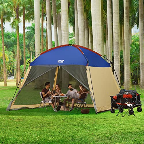 CAMPROS CP Blue 12x12 Ft Screen House Tent Canopy with Sun Wall