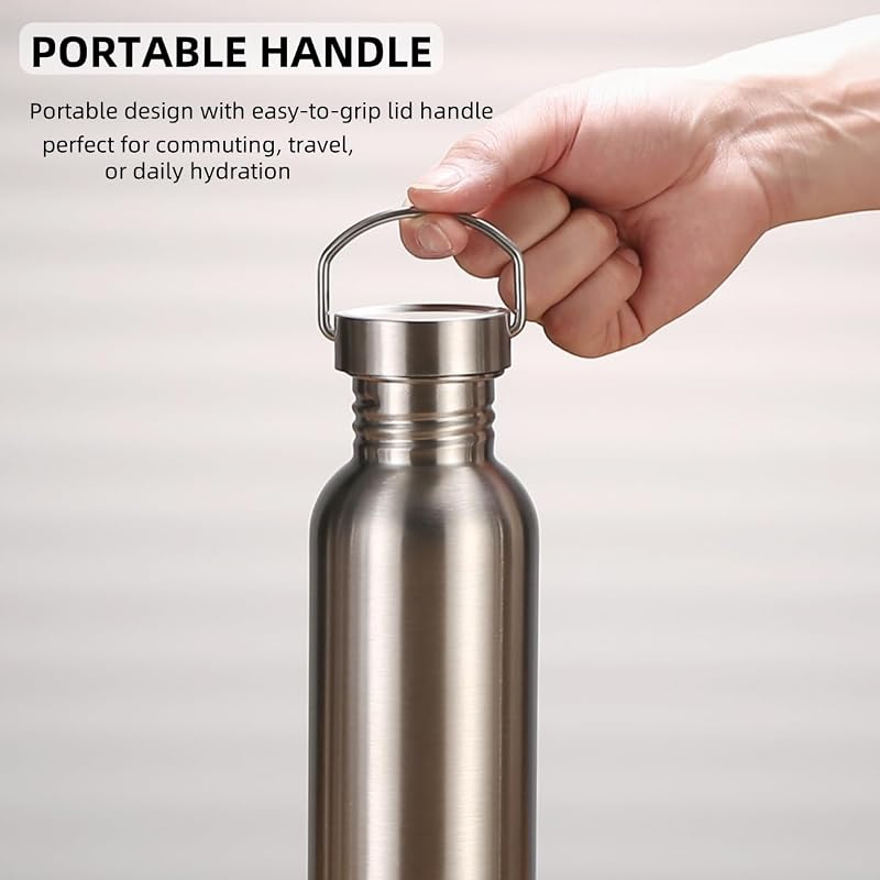 51 Ounces Stainless Steel Water Bottle - Single Wall Kettle Cup with Handle, Leak-Proof, Large Capacity