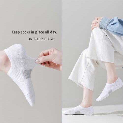 EPEIUS No Show Socks for Women - Cushioned Athletic Ankle Footies | 3/6 Pairs, Non-Slip Design